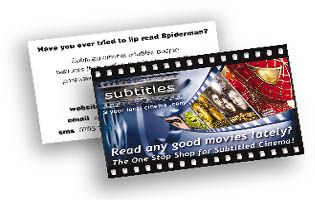 Information cards from Subtitles @ your local cinema